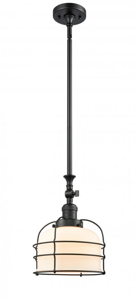 Bell Cage - 1 Light - 9 inch - Matte Black - Stem Hung - Mini Pendant