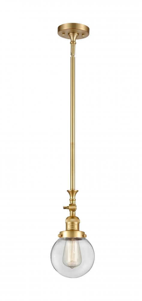 Beacon - 1 Light - 6 inch - Satin Gold - Stem Hung - Mini Pendant