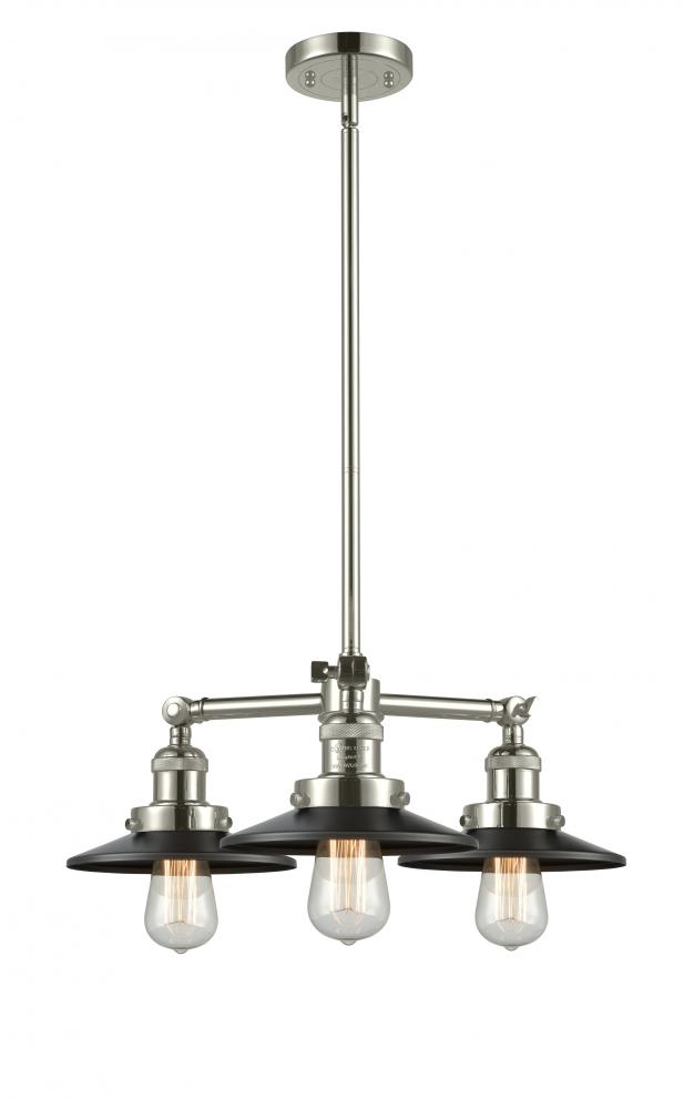 Railroad - 3 Light - 19 inch - Polished Nickel - Stem Hung - Chandelier