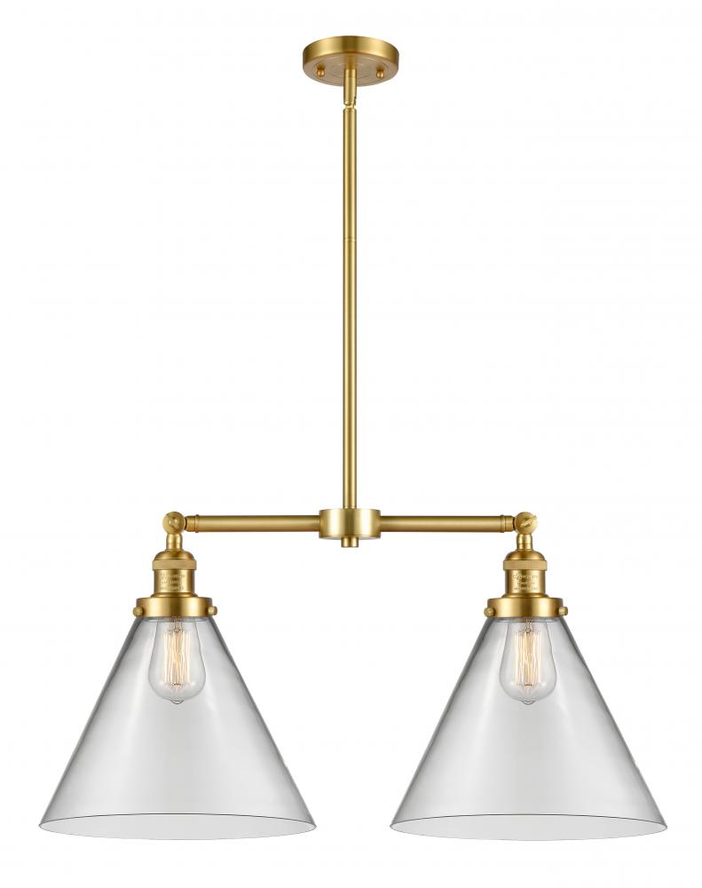 Cone - 2 Light - 21 inch - Satin Gold - Stem Hung - Island Light