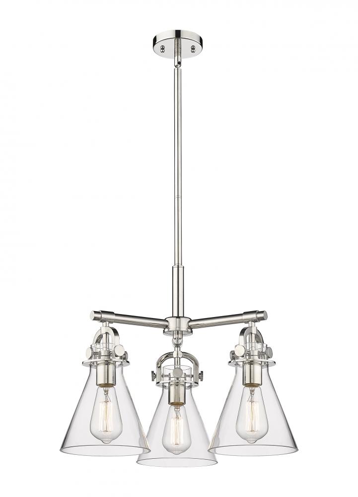 Newton Cone - 3 Light - 21 inch - Polished Nickel - Pendant