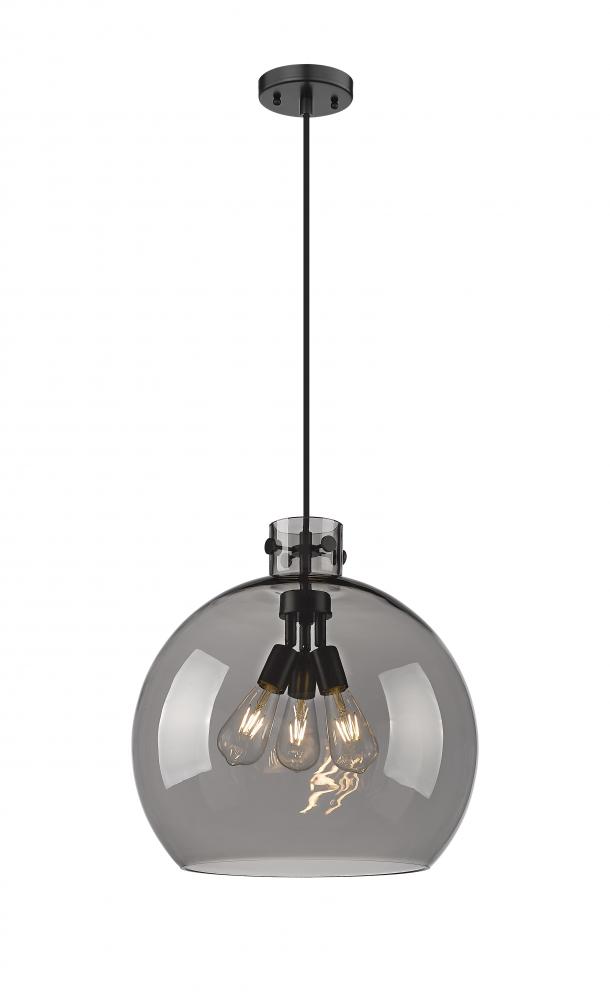 Newton Sphere - 3 Light - 18 inch - Matte Black - Cord hung - Pendant