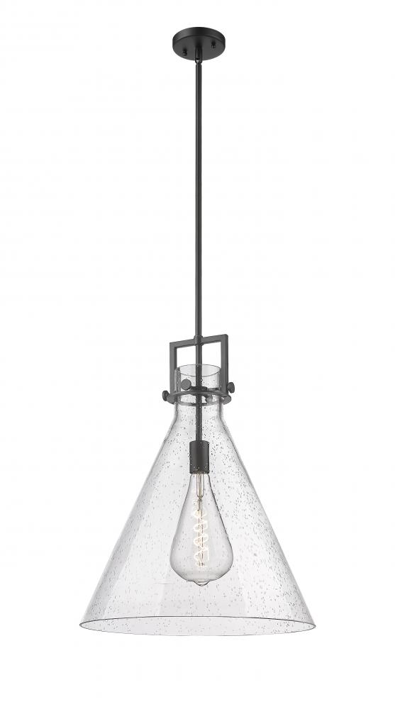 Newton Cone - 1 Light - 18 inch - Matte Black - Cord hung - Pendant