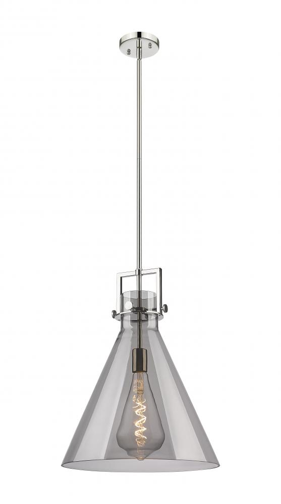 Newton Cone - 1 Light - 16 inch - Polished Nickel - Cord hung - Pendant