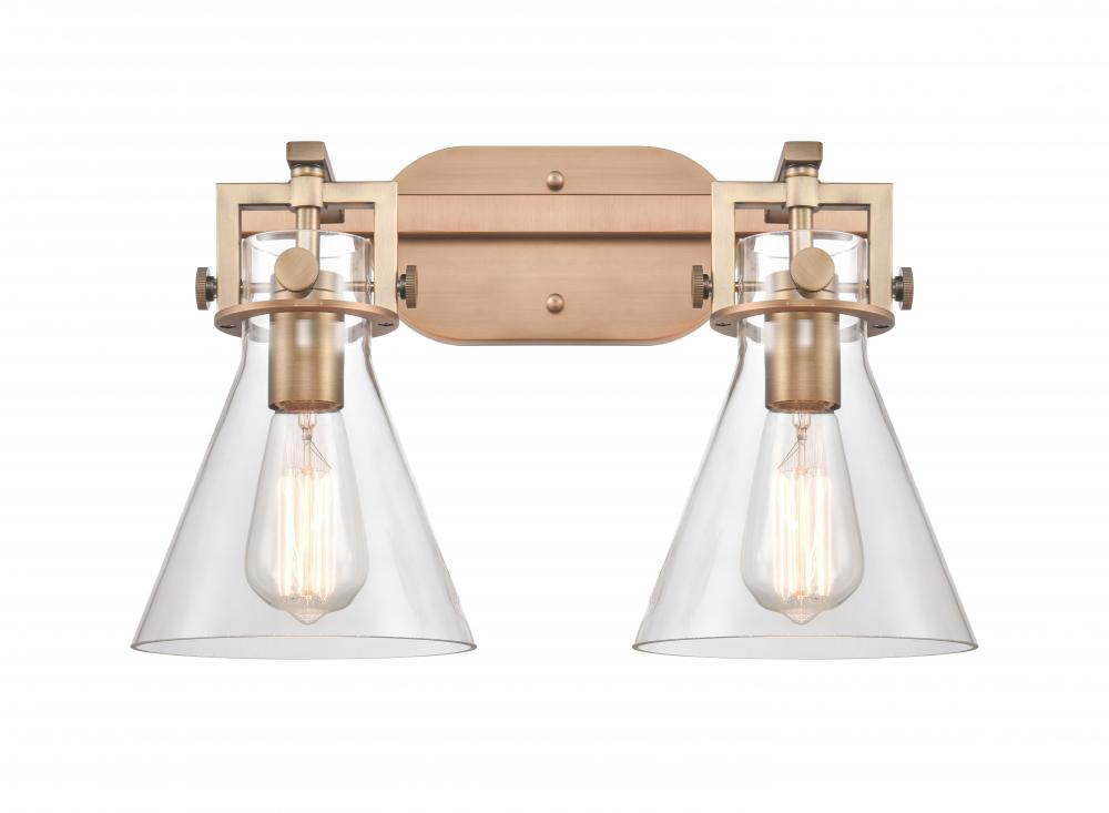 Newton Cone - 2 Light - 17 inch - Brushed Brass - Bath Vanity Light