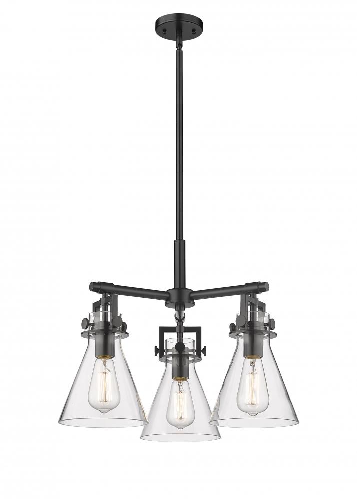 Newton Cone - 3 Light - 21 inch - Matte Black - Pendant