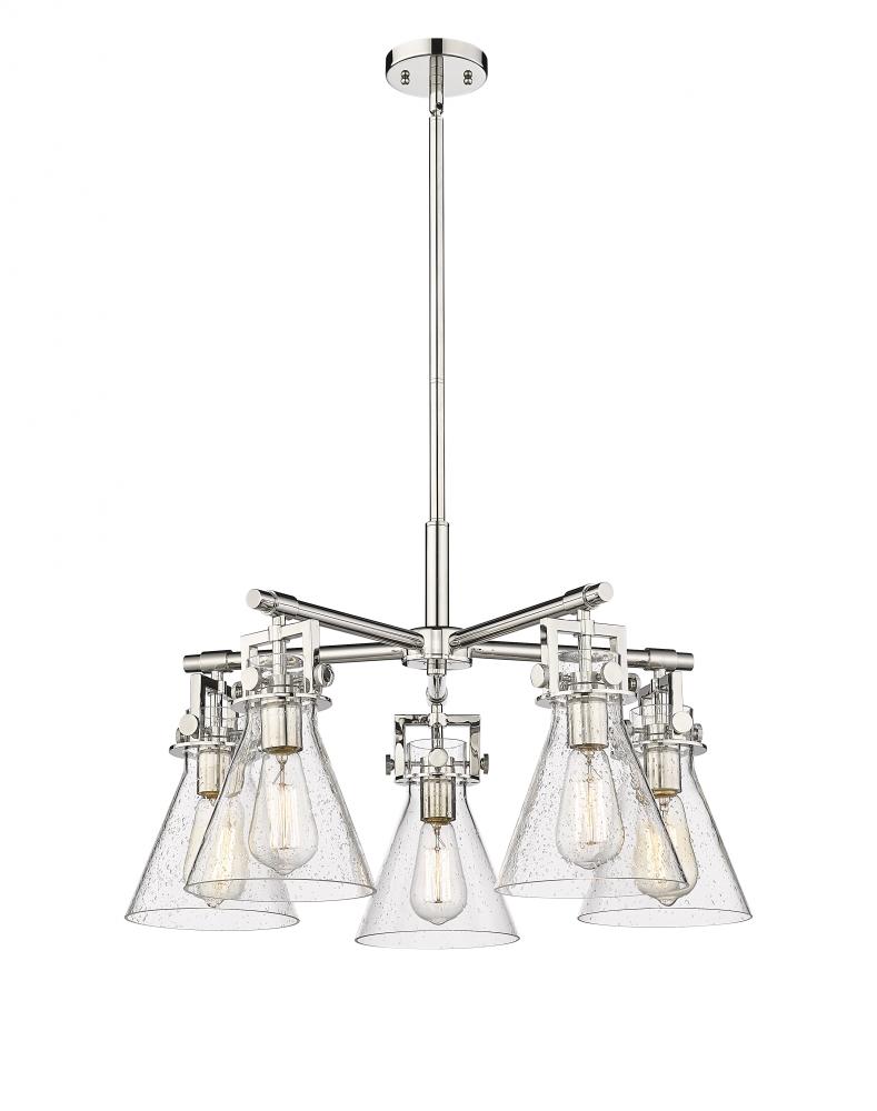 Newton Cone - 5 Light - 26 inch - Polished Nickel - Chandelier