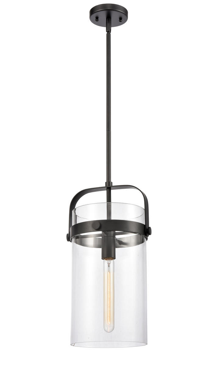 Pilaster - 1 Light - 8 inch Glass - Matte Black - Cord hung - Mini Pendant