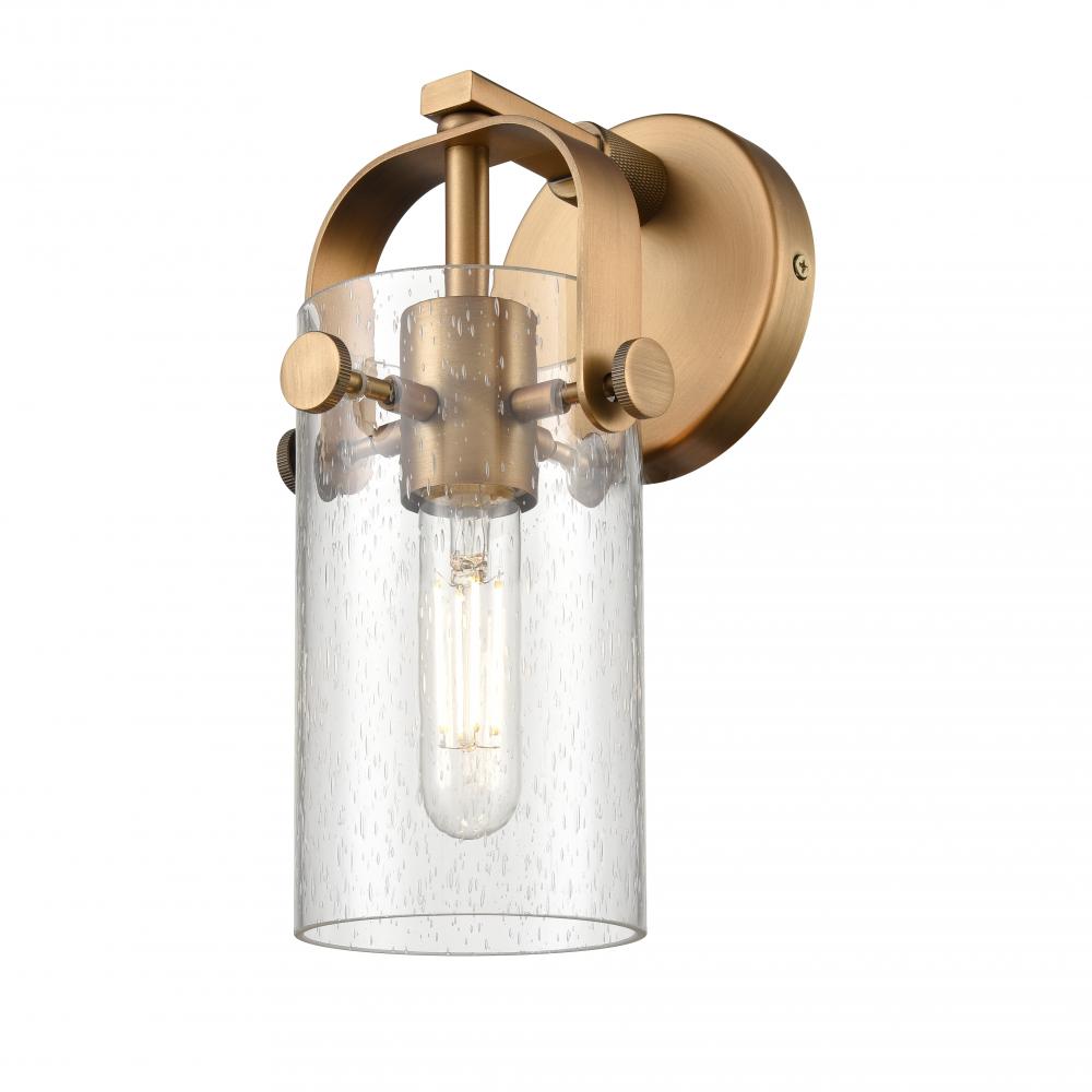 Pilaster - 1 Light - 7 inch Long Glass - Brushed Brass - Sconce