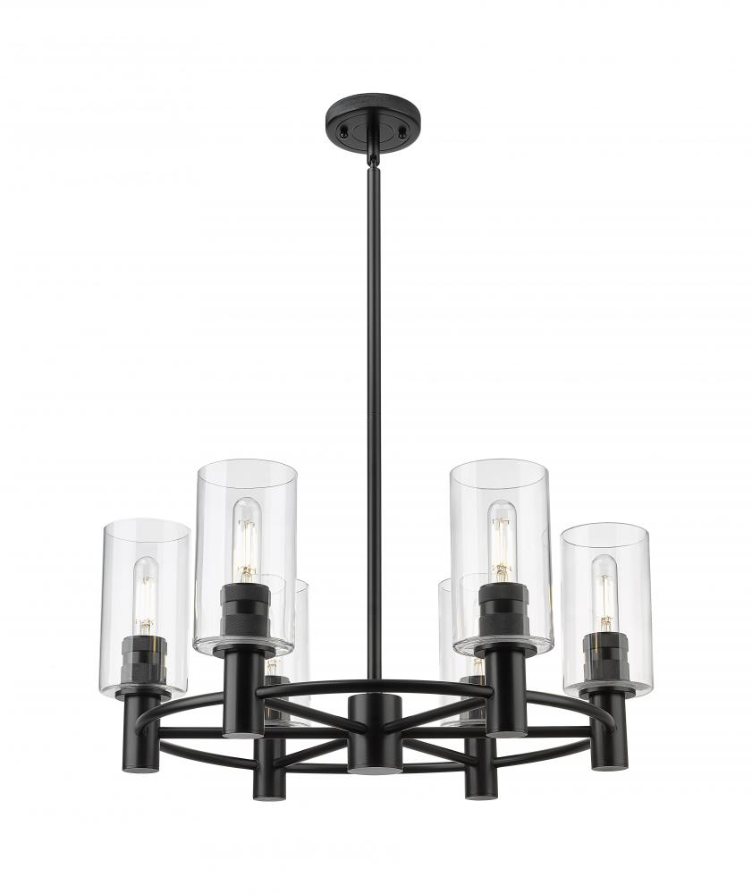 Crown Point - 6 Light - 24 inch - Matte Black - Chandelier