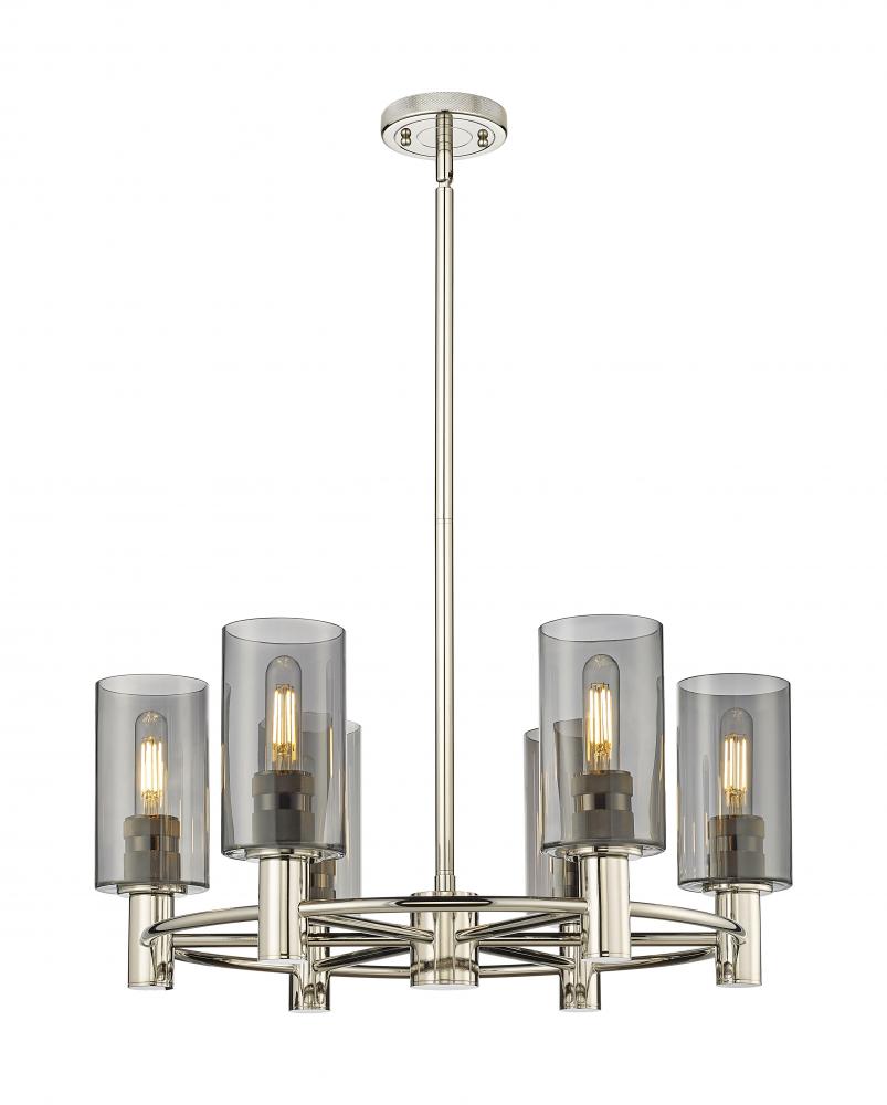 Crown Point - 6 Light - 24 inch - Polished Nickel - Chandelier