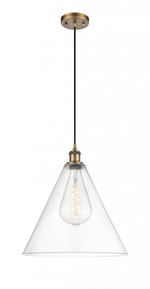 Berkshire - 1 Light - 16 inch - Brushed Brass - Cord hung - Pendant