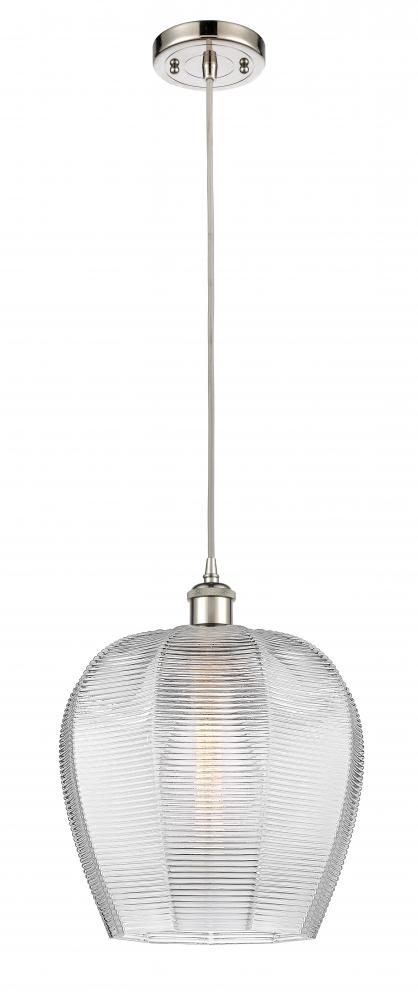 Norfolk - 1 Light - 12 inch - Polished Nickel - Cord hung - Mini Pendant