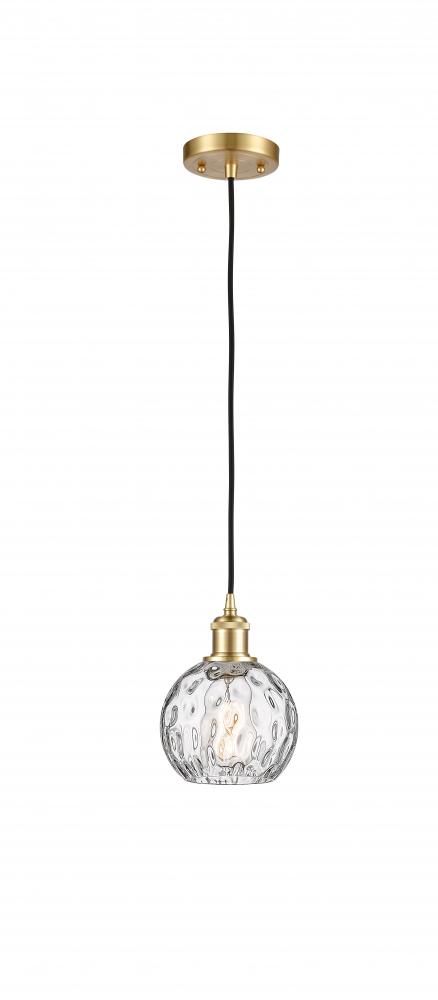 Athens Water Glass - 1 Light - 6 inch - Satin Gold - Cord hung - Mini Pendant