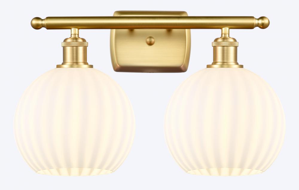 White Venetian - 2 Light - 18 inch - Satin Gold - Bath Vanity Light