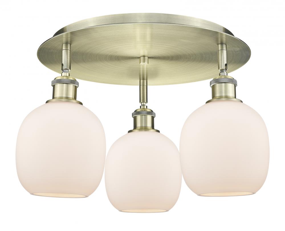 Belfast - 3 Light - 18 inch - Antique Brass - Flush Mount