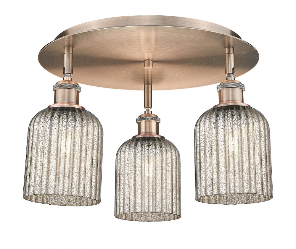 Bridal Veil - 3 Light - 17 inch - Antique Copper - Flush Mount