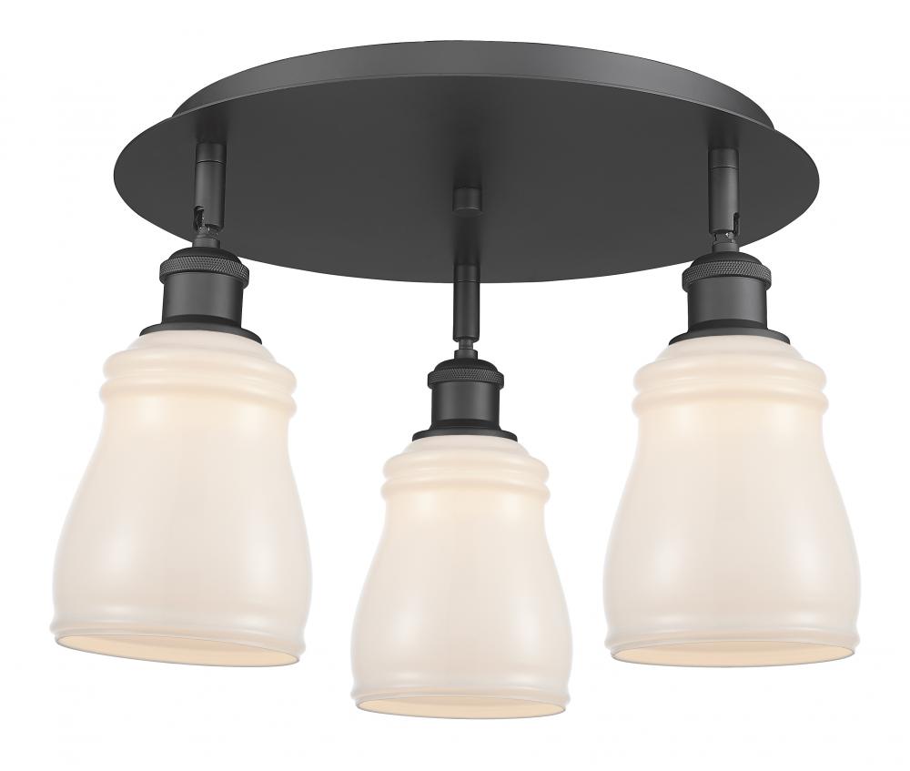 Ellery - 3 Light - 17 inch - Matte Black - Flush Mount