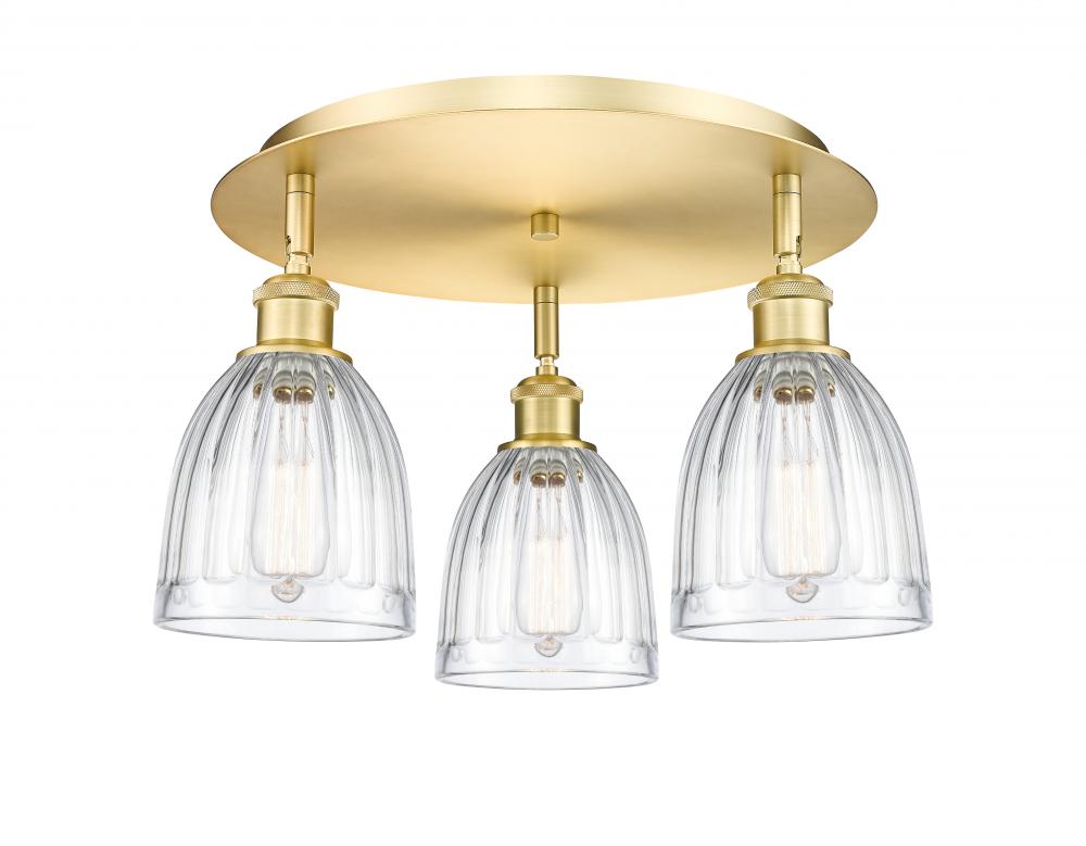 Brookfield - 3 Light - 18 inch - Satin Gold - Flush Mount