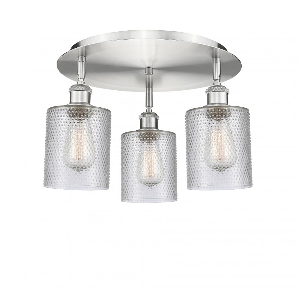 Cobbleskill - 3 Light - 17 inch - Satin Nickel - Flush Mount