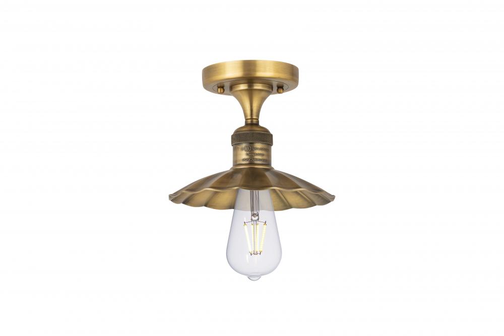 Scallop - 1 Light - 8 inch - Brushed Brass - Semi-Flush Mount