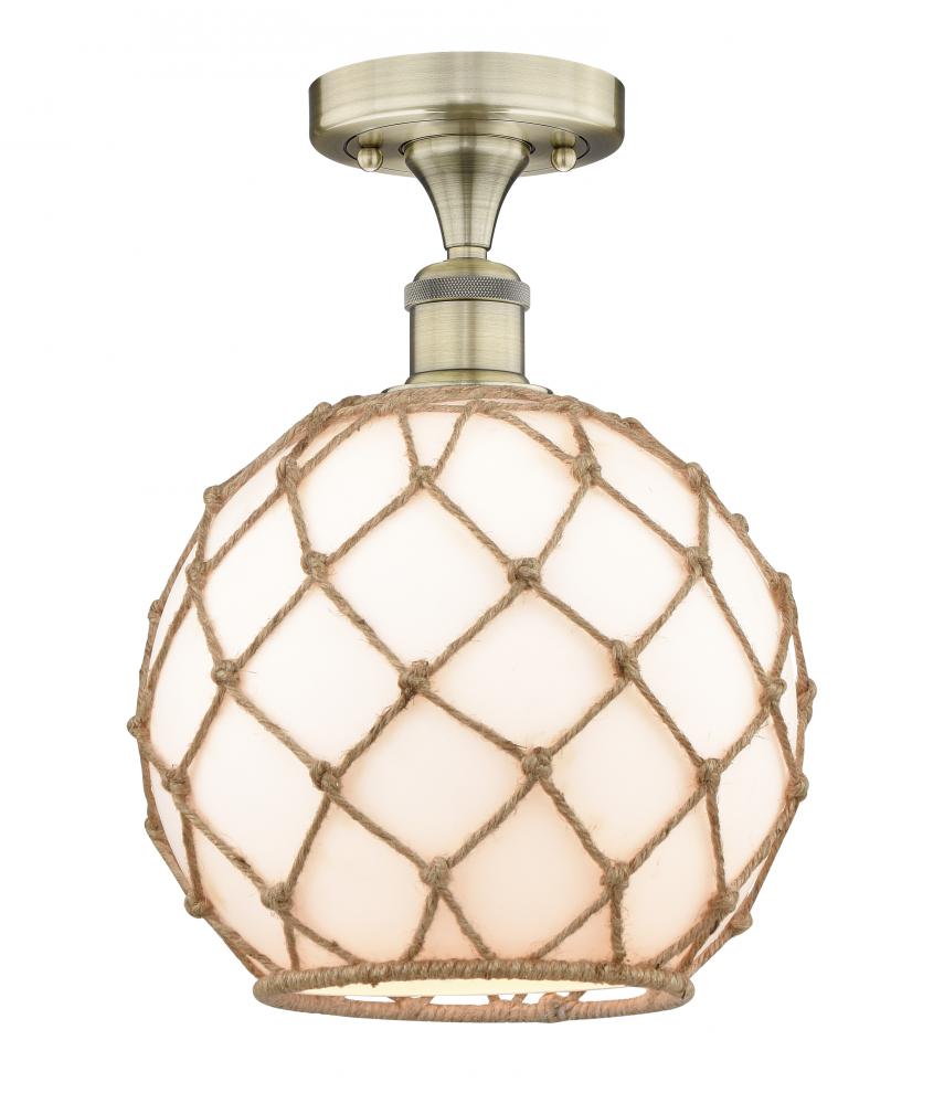 Farmhouse Rope - 1 Light - 10 inch - Antique Brass - Semi-Flush Mount