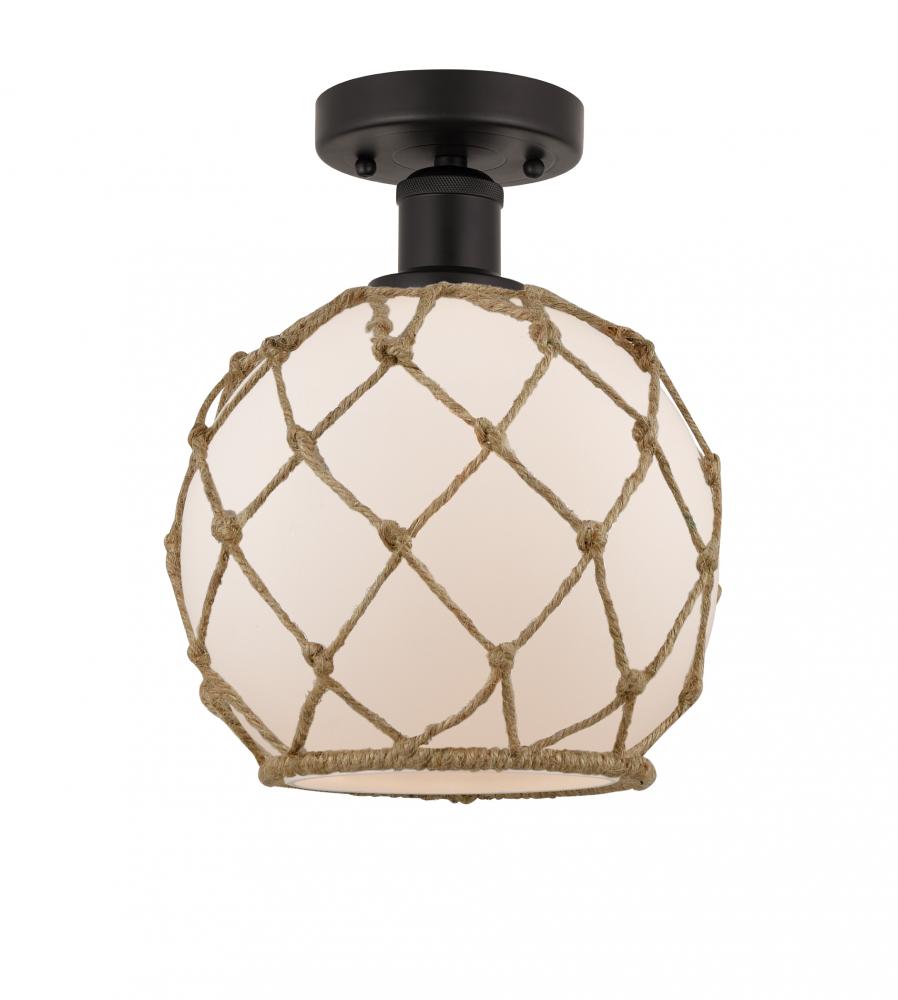 Farmhouse Rope - 1 Light - 8 inch - Oil Rubbed Bronze - Semi-Flush Mount