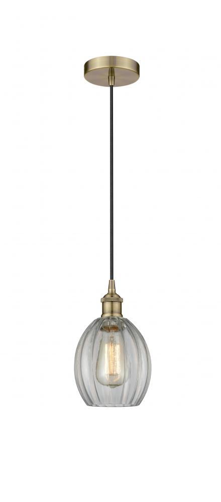 Eaton - 1 Light - 6 inch - Antique Brass - Cord hung - Mini Pendant