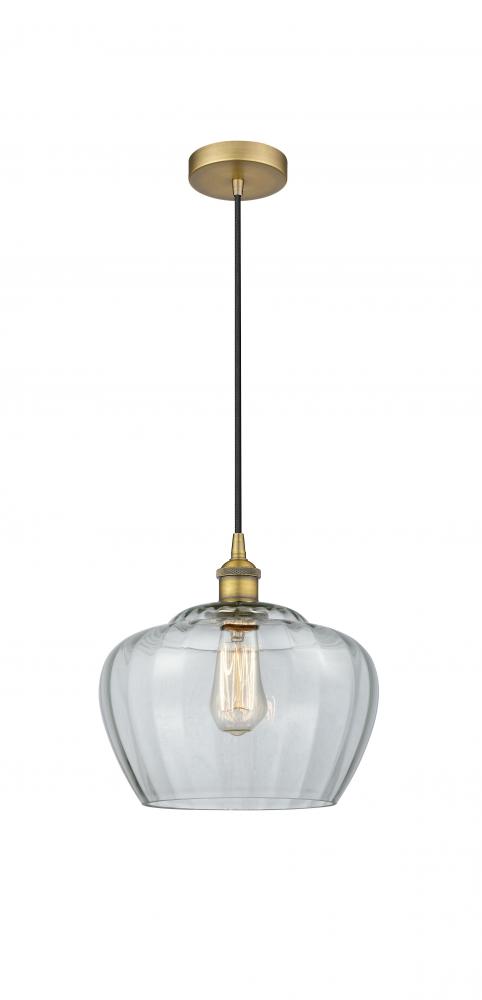 Fenton - 1 Light - 11 inch - Brushed Brass - Cord hung - Mini Pendant