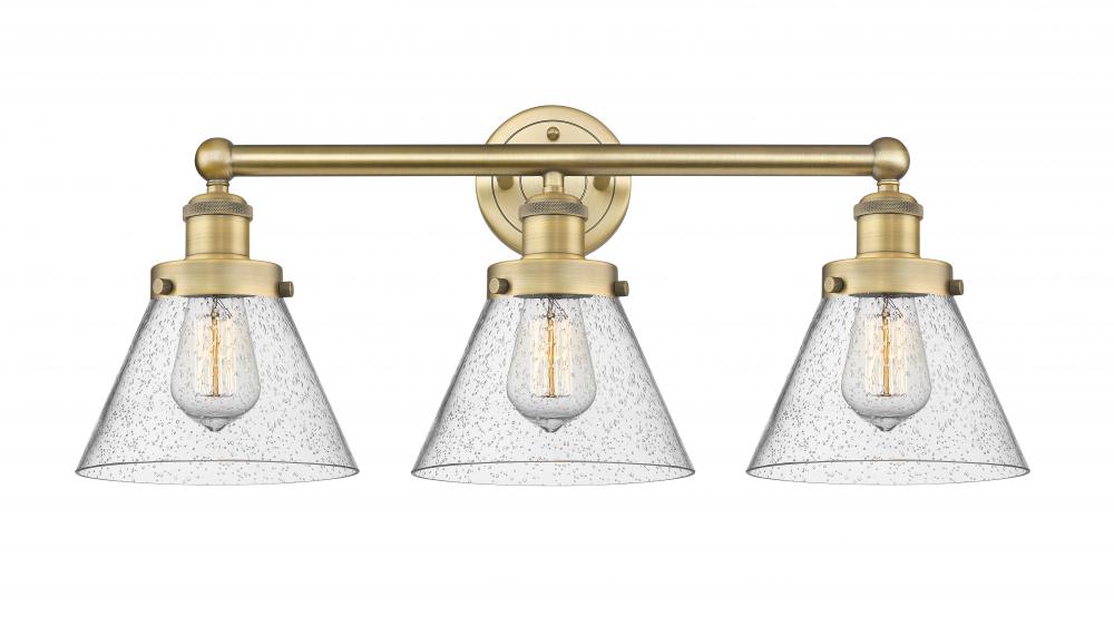 Cone - 3 Light - 26 inch - Brushed Brass - Bath Vanity Light