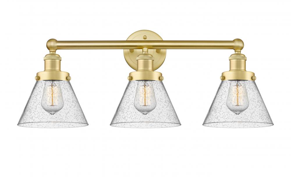 Cone - 3 Light - 26 inch - Satin Gold - Bath Vanity Light