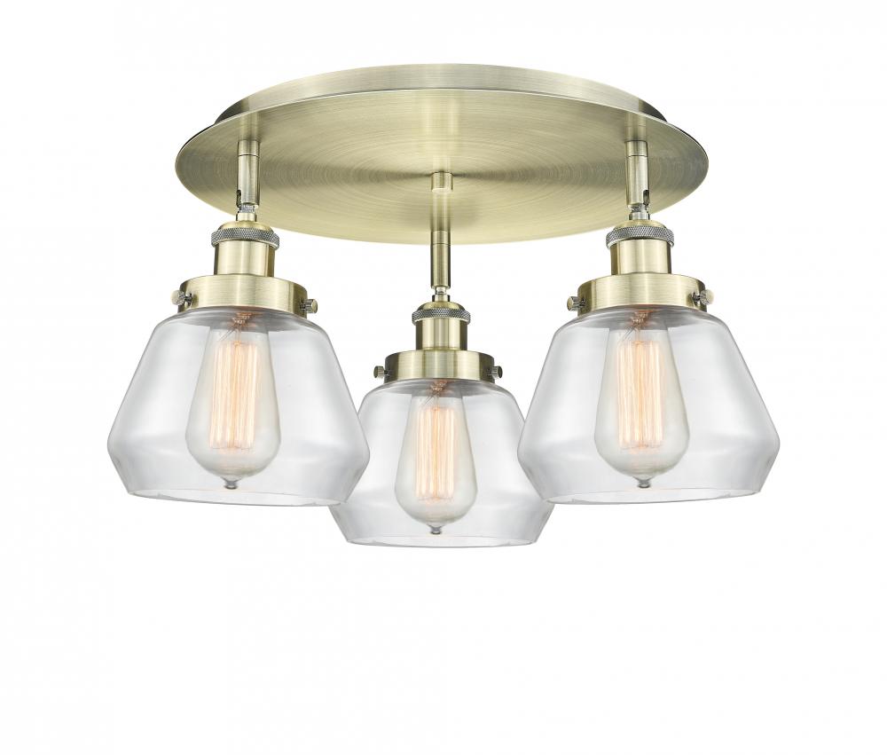 Fulton - 3 Light - 19 inch - Antique Brass - Flush Mount