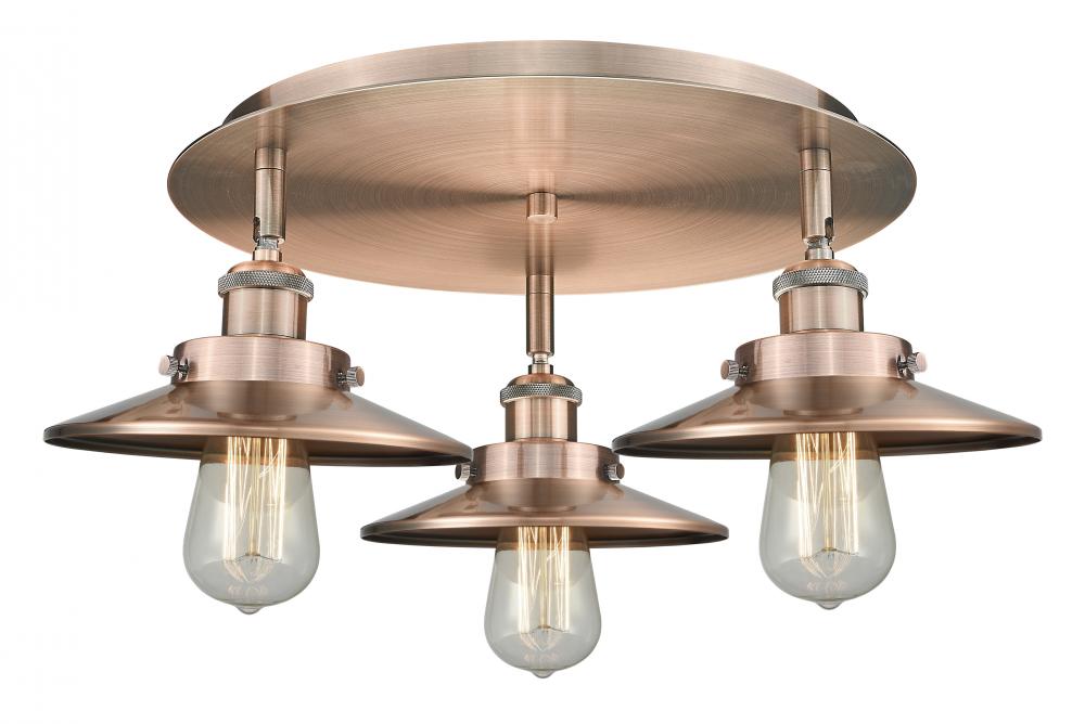 Edison - 3 Light - 20 inch - Antique Copper - Flush Mount