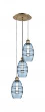  113B-3P-AB-G557-6BL - Vaz - 3 Light - 12 inch - Antique Brass - Cord hung - Multi Pendant