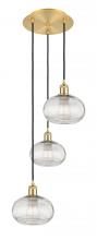 Innovations Lighting 113B-3P-SG-G555-8CL - Ithaca - 3 Light - 15 inch - Satin Gold - Cord hung - Multi Pendant