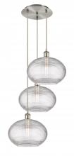 Innovations Lighting 113B-3P-SN-G555-12CL - Ithaca - 3 Light - 19 inch - Brushed Satin Nickel - Cord hung - Multi Pendant