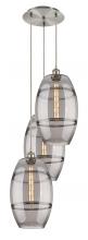  113B-3P-SN-G557-10SM - Vaz - 3 Light - 17 inch - Brushed Satin Nickel - Cord hung - Multi Pendant