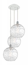  113B-3P-WPC-G1215-12 - Athens Water Glass - 3 Light - 19 inch - White Polished Chrome - Cord Hung - Multi Pendant