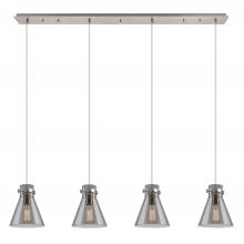 Innovations Lighting 124-410-1PS-SN-G411-8SM - Newton Cone - 4 Light - 52 inch - Brushed Satin Nickel - Linear Pendant