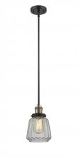 Innovations Lighting 201S-BAB-G142 - Chatham - 1 Light - 7 inch - Black Antique Brass - Stem Hung - Mini Pendant