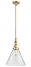  206-SG-G44-L - Cone - 1 Light - 12 inch - Satin Gold - Stem Hung - Mini Pendant