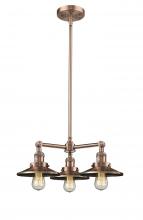 Innovations Lighting 207-AC-M3 - Railroad - 3 Light - 19 inch - Antique Copper - Stem Hung - Chandelier