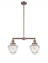  209-AC-G664-7 - Bullet - 2 Light - 24 inch - Antique Copper - Stem Hung - Island Light