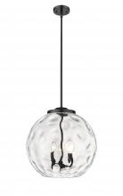  221-3S-BK-G1215-16 - Athens Water Glass - 3 Light - 16 inch - Matte Black - Cord hung - Pendant