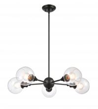  341-5CR-BK-G124-6 - Concord - 5 Light - 30 inch - Matte Black - Cord hung - Chandelier