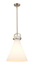 Innovations Lighting 410-1SL-BB-G411-14WH - Newton Cone - 1 Light - 14 inch - Brushed Brass - Pendant