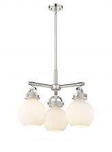 Innovations Lighting 410-3CR-PN-G410-7WH - Newton Sphere - 3 Light - 21 inch - Polished Nickel - Pendant