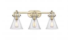 Innovations Lighting 410-3W-BB-G411-7SDY - Newton Cone - 3 Light - 27 inch - Brushed Brass - Bath Vanity Light