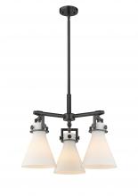 Innovations Lighting 411-3CR-BK-G411-7WH - Newton Cone - 3 Light - 21 inch - Matte Black - Pendant