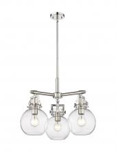 Innovations Lighting 411-3CR-PN-G410-7CL - Newton Sphere - 3 Light - 21 inch - Polished Nickel - Pendant